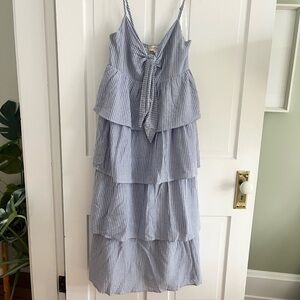 Listicle Morgan Striped Tiered Dress in Blue and White